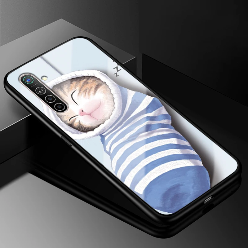 Для OPPO Realme X2 чехол 6,4 ''модный стеклянный Жесткий Чехол для задней панели телефона чехол s для OPPO Realme XT силиконовый бампер