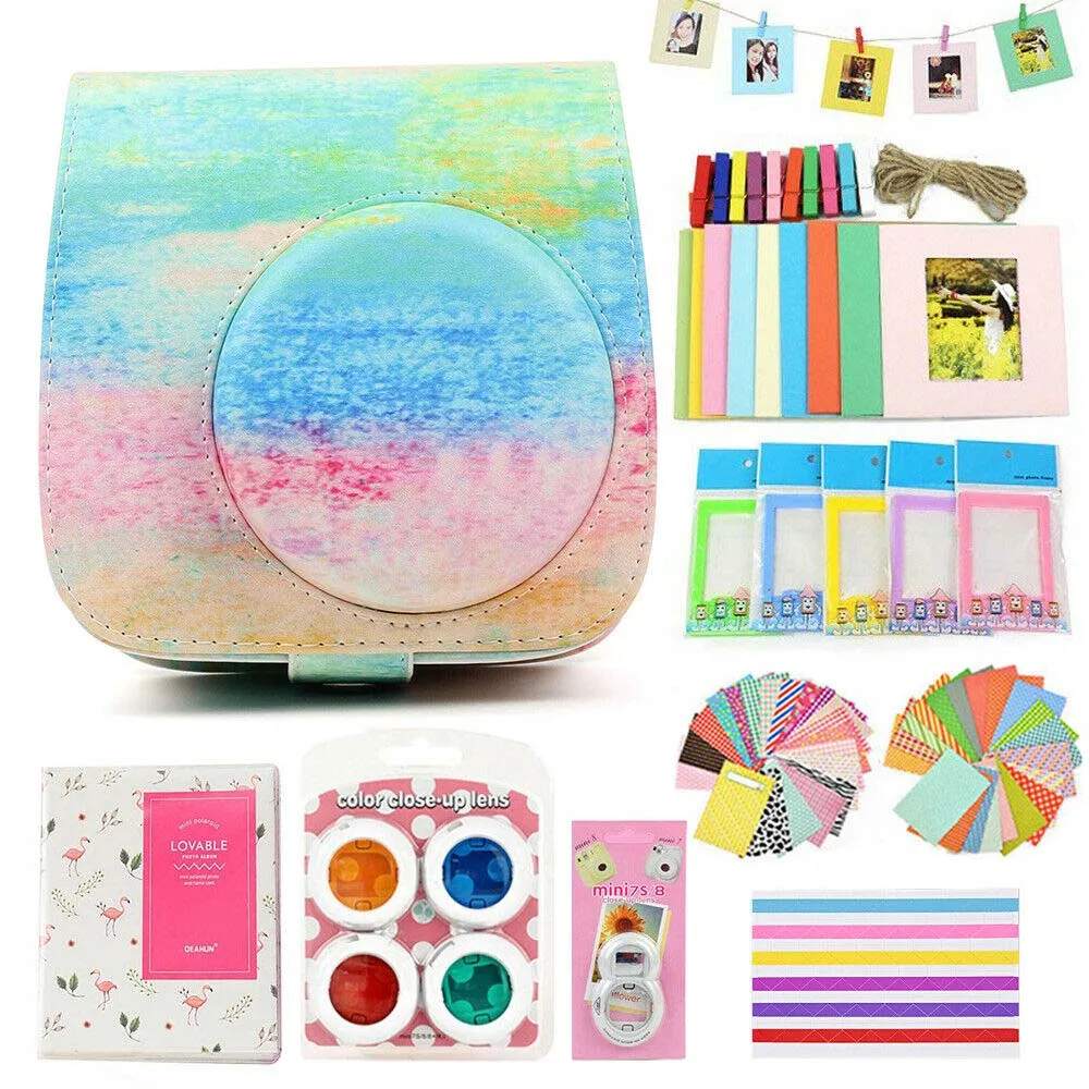Rainbow Mist Чехол Fujifilm Instax Mini сумка Аксессуары для камеры комплект фотоальбом фильтры для объектива наклейки для Instax Mini 8 Mini 9 мгновенная камера - Цвет: Rainbow Mist