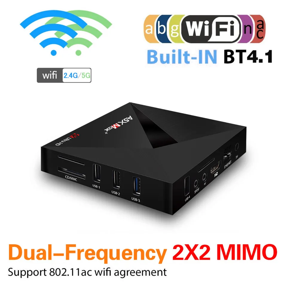 A5X Max+ Global TV Box 4K HDR Android 7.1 Smart 3D Ultra HD box 4G / 32G Dual WIFI Google IP Decoder 4 Media Player | Электроника