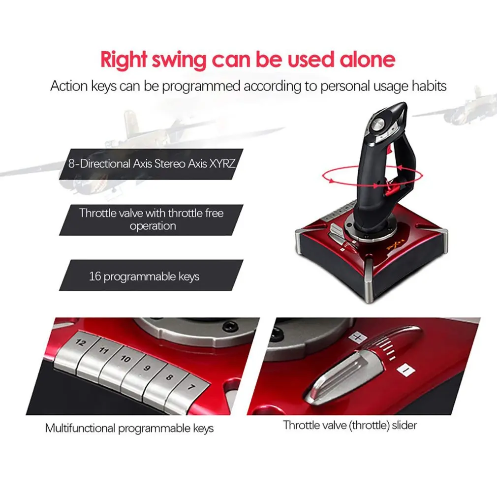 

PXN-2119 Flight USB Simulator Gamepad Joystick For PC/Desktop Simulation Aircraft Vibration Game Controller Accessories