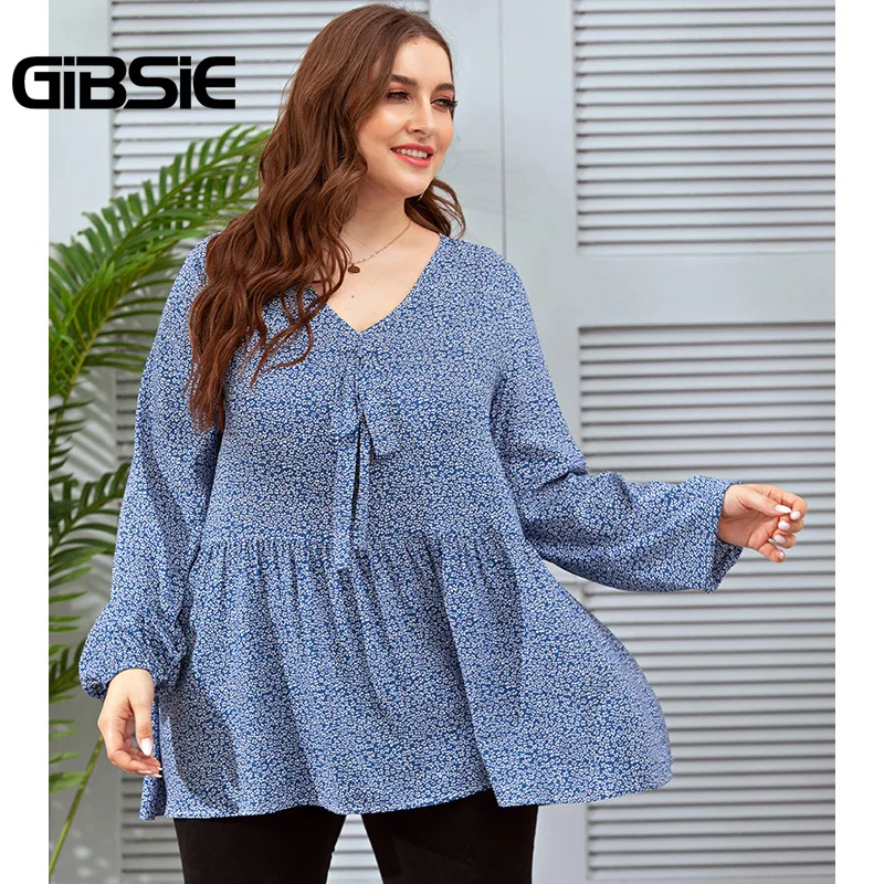 Женский топ с бантом и цветочным принтом GIBSIE осенняя плиссированная рубашка