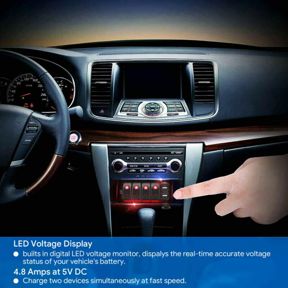 5 клавишный тумблер с двумя USB портами для автомобиля лодки морского автофургона