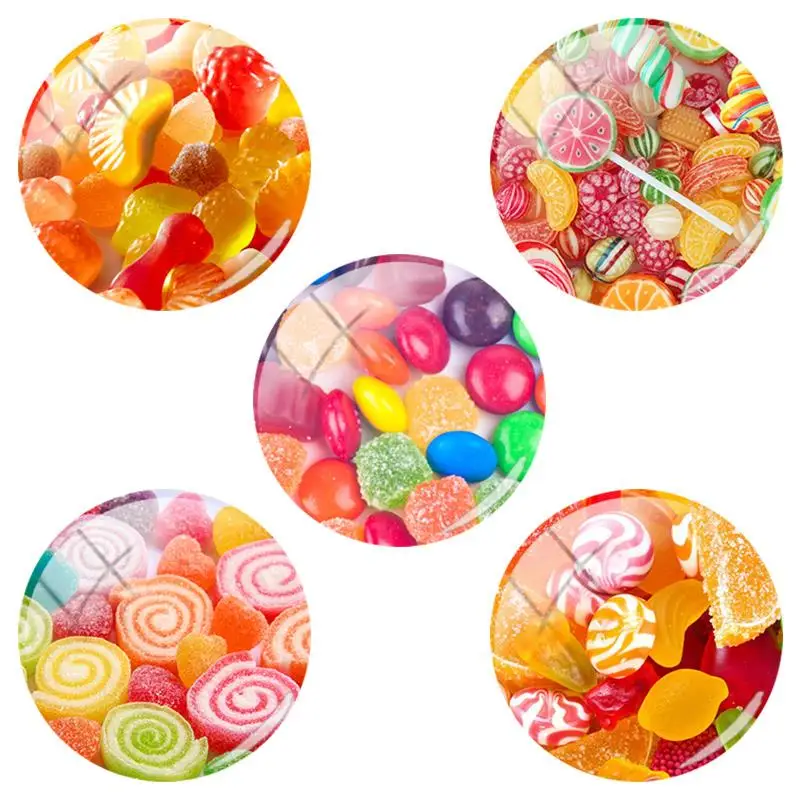 

TAFREE Delicious candy pattern 12/15/16/18/20/25/30/35/40 mm Glass Cabochons Dome Flat Back DIY Jewelry For Girls Gift TG01