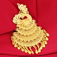 peacock pendant yellow gold filled traditional wedding bridal women accessories luxy gift