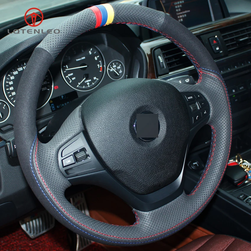 LQTENLEO черный кожаный замшевый автомобильный чехол на руль для BMW F20 F21 F22 F23 118i 120i 125i