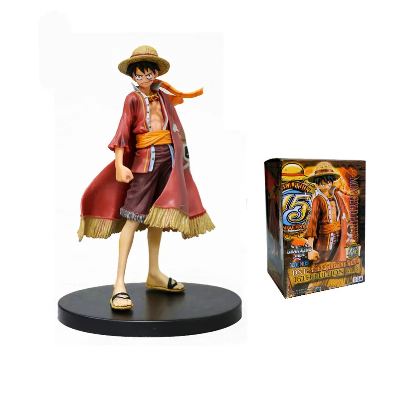 

15th Anniversary Edition Red Cloak Luffy Figurine Anime One Piece Figure 18cm Luffi Action Figures PVC Collection Model Toys