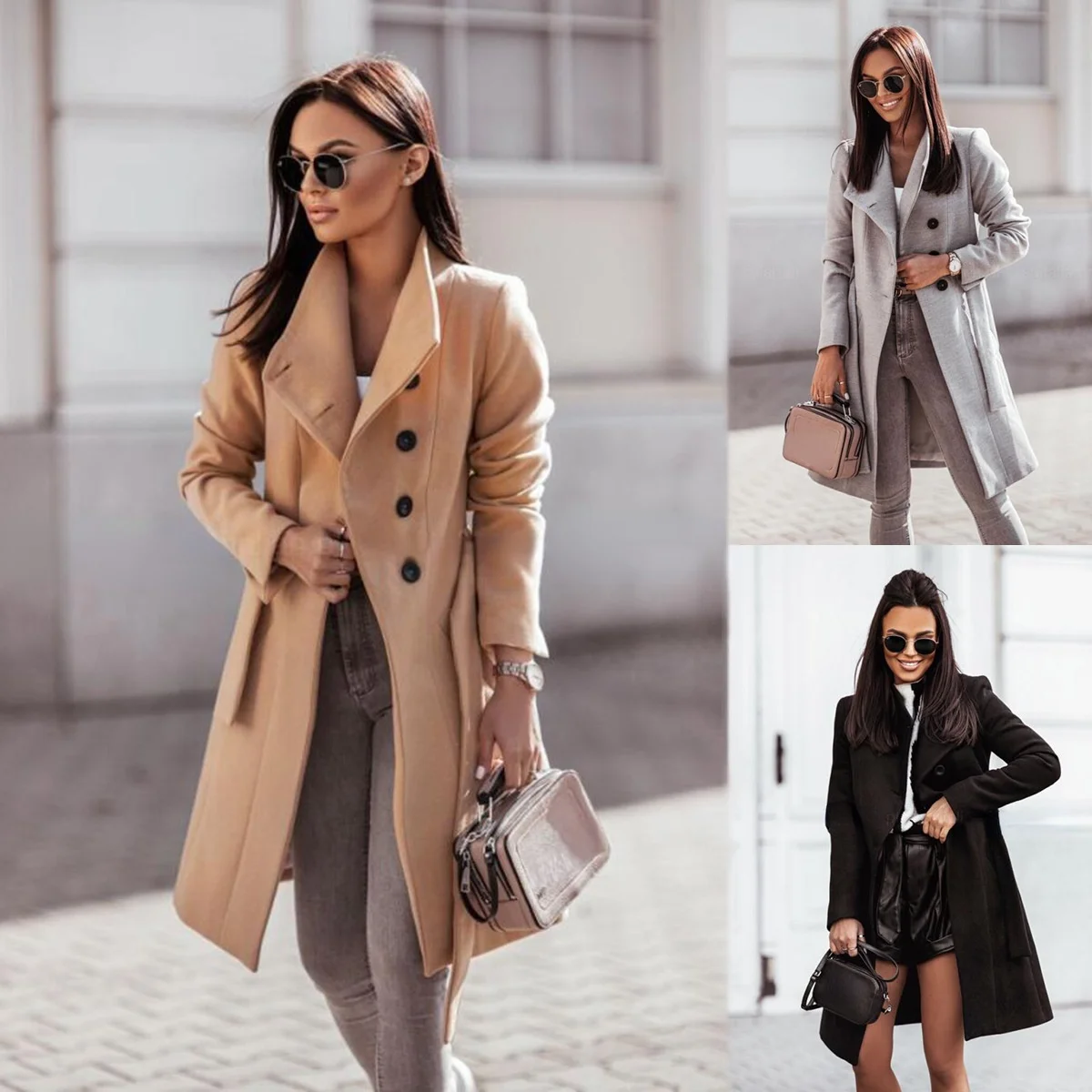 

Button Front Longline Coat With Belt