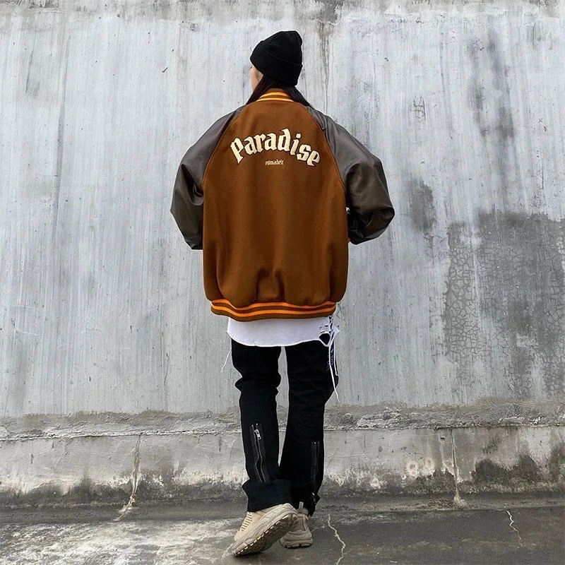 

Vintage Bomber Jacket Men Baseball Uniform Streetwear Letter Embroidery Varsity Jackets Harajuku Unisex Loose Casual Coat