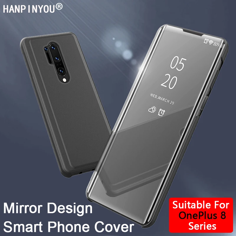 

Роскошный умный Прозрачный чехол для телефона с зеркалом для макияжа для OnePlus 8 / Pro 5G, защита экрана, полное покрытие, держатель, подставка, фл...