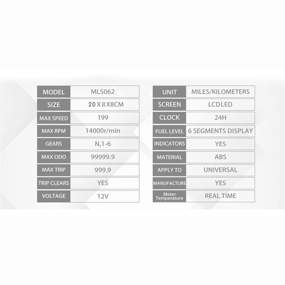 

Universal Motorcycle 12V LCD Color LCD Display Odometer Water Temperature Meter Speedometer Injection Carburetor Instrument