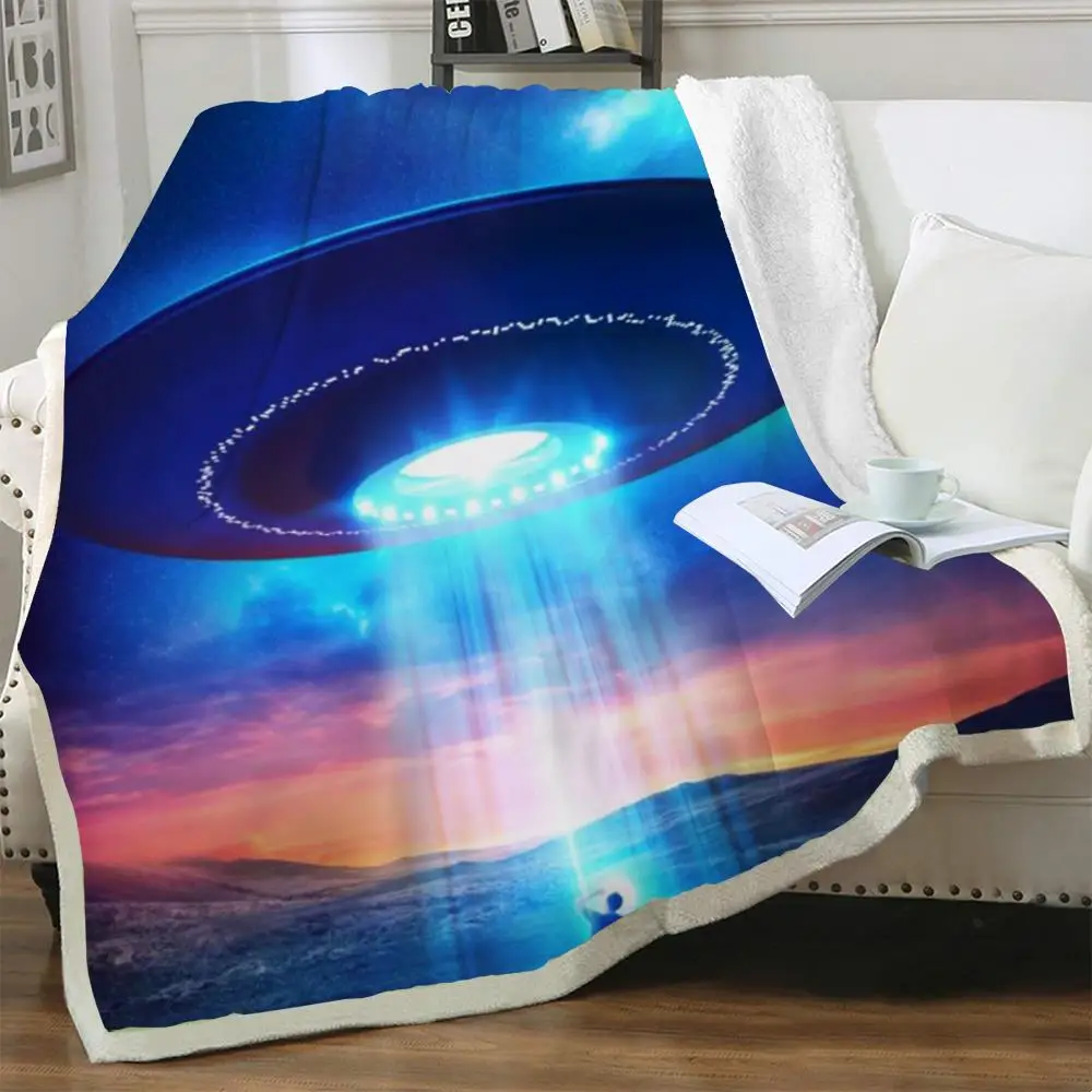 

NKNK Ufo Blanket Galaxy Bedding Throw Nebula Blankets For Beds Harajuku 3D Print Sherpa Blanket Fashion High Quality Rectangle