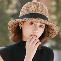 maxsiti u beach hats women summer new dot lace stitched paper grass sun hat female breathable sun protection fisherman hat