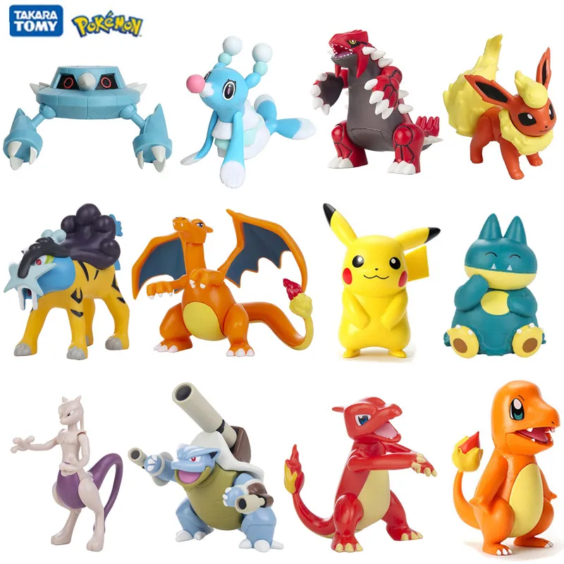 Tomy Новые Различные стили Покемон 4-13 см аниме фигурки Пикачу Mewtwo Eevee Vulpix Bulbasaur