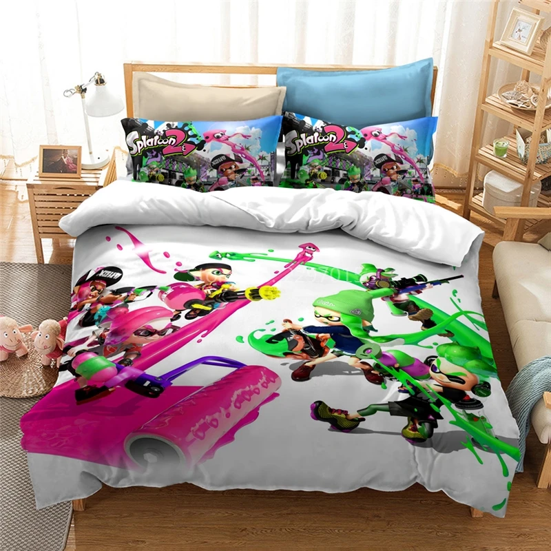 Home Textile Splatoon 2 3d Printed Bedding Set Cartoon Game Duvet Cover Pillowcase Twin Queen King Bed Linen Kids Bedclothes | Дом и сад