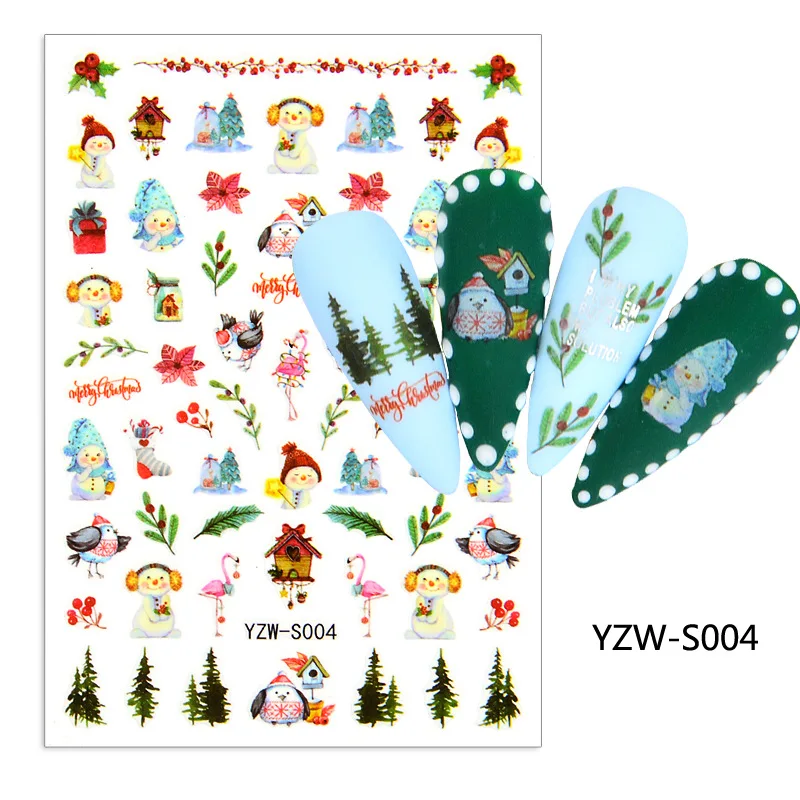 

New 3D Nail Sticker Cute Snowman Nail Art Decorations Slider Foil Decals Stickers for Nails Manicure Accessories