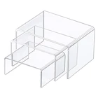 Акриловые Дисплей подступни 3 Размеры ступеньки акриловые Дисплей подставка анти-коррозия прозрачная витрина Дисплей полка для фигурного шведского стола