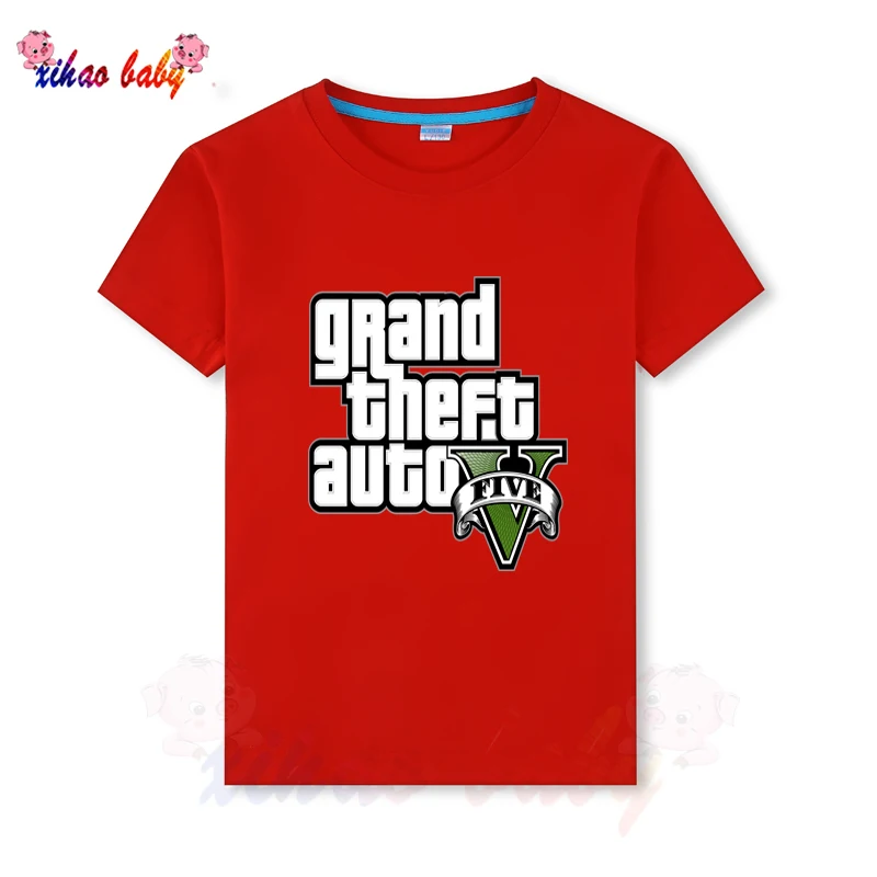 Лидер продаж детские футболки с длинным рукавом и принтом GTA 5 Детская летняя