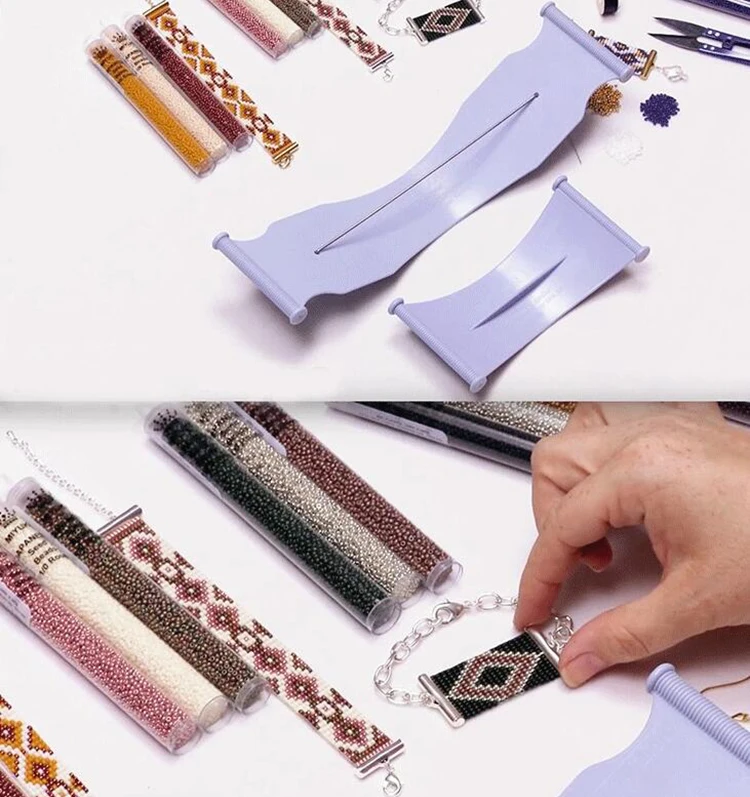 

Fashion Mini Large Home Plastic Beaded Loom DIY Homemade Bracelet Necklace Earring Tool Weaving Knitting Beaded Loom Machine