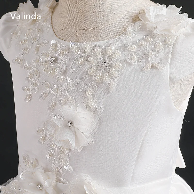 

Cap Sleeves Girl Pageant Dresses with Beads Ball Gown Birthday Kids Couture