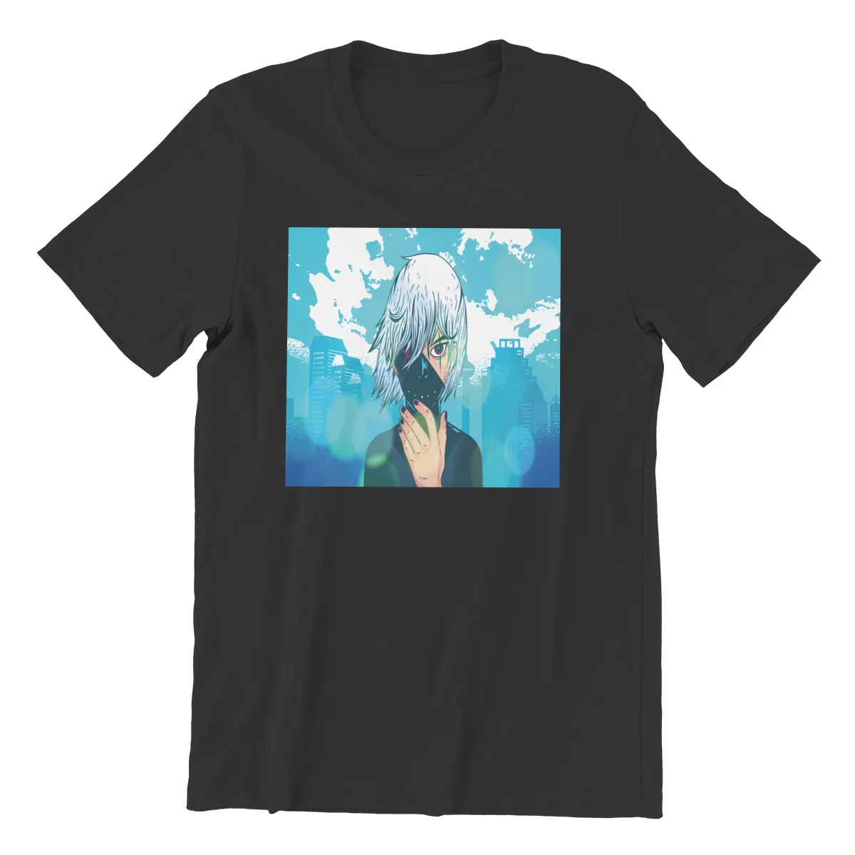 

Мужская футболка с изображением аниме маски героя, модные черные футболки в стиле панк, 44120