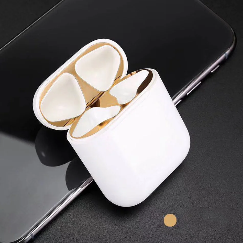 Для Apple AirPods металлическая Пылезащитная наклейка для AirPods 2 ультратонкий аксессуар защитная наклейка Пылезащитная защита кожи