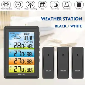 wireless smart home waether station sensor hygrometer thermometer digital moonphase date alarm clock colorful barometer forecast free global shipping