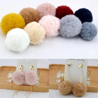 10pcslot new fashion faux rabbit fur round hair ball connectors for diy earrings hairpin charm jewelry making accessories