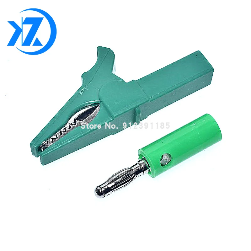 Зажим типа крокодил 55 мм + вилка банан тестовый щуп с кабельными зажимами 4 |