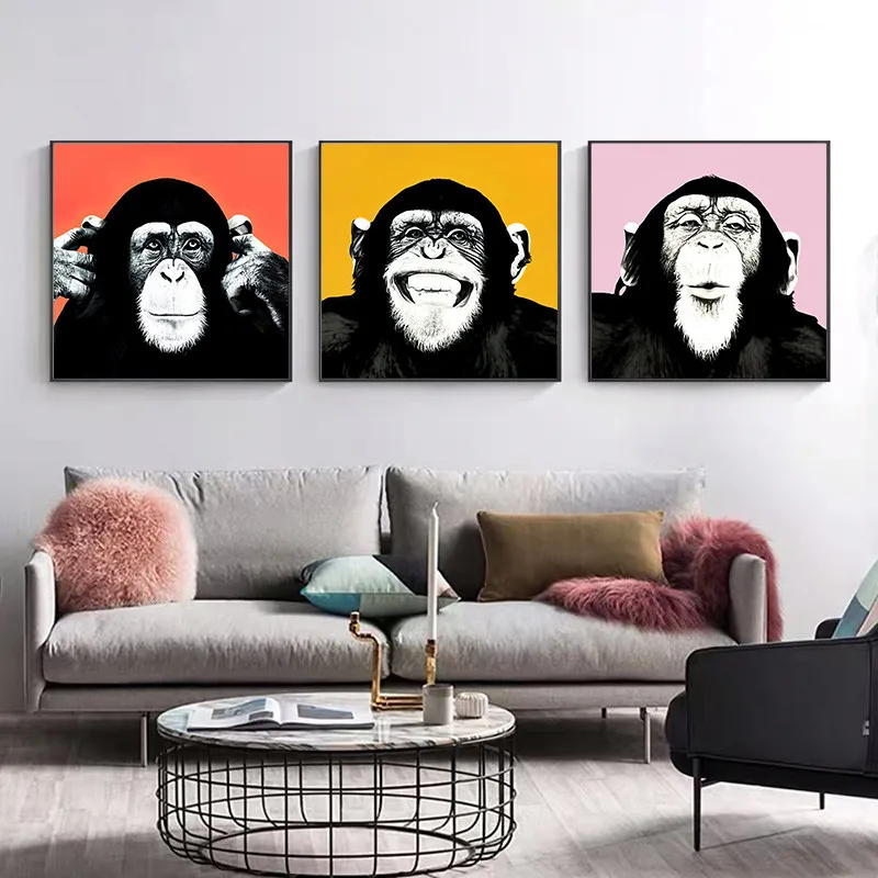 

Canvas Painting Monkey Gorilla Pictures For Home Animal Posters And Prints Wall Art For Living Room Decoration