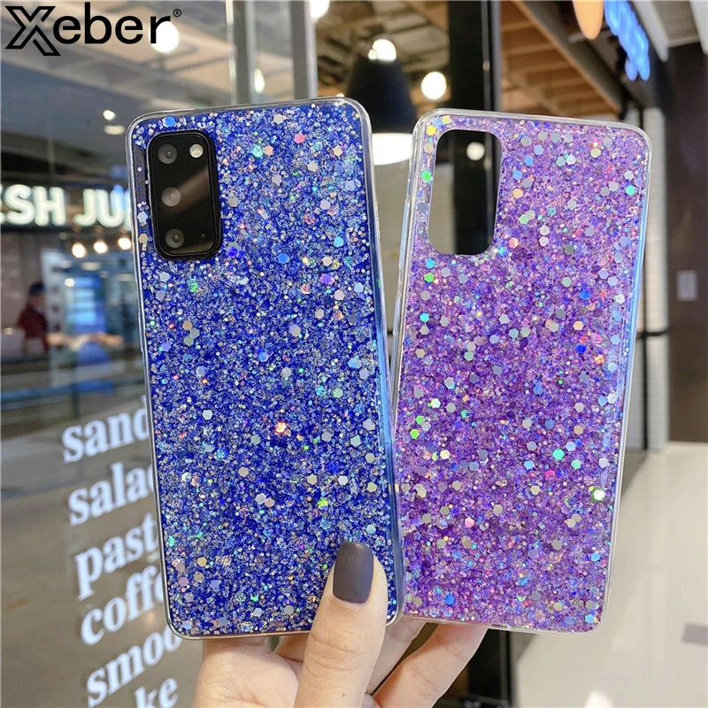 Роскошный Блестящий Мягкий силиконовый чехол с блестками для телефона Samsung S21 S20