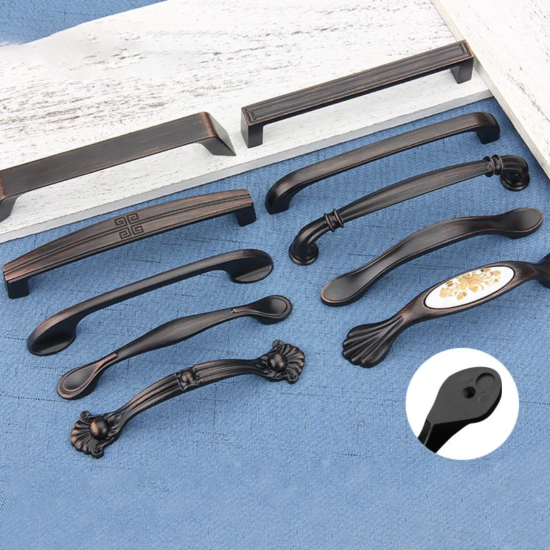 Элегантная дверная ручка для шкафа европейская черная настенная в стиле ретро и