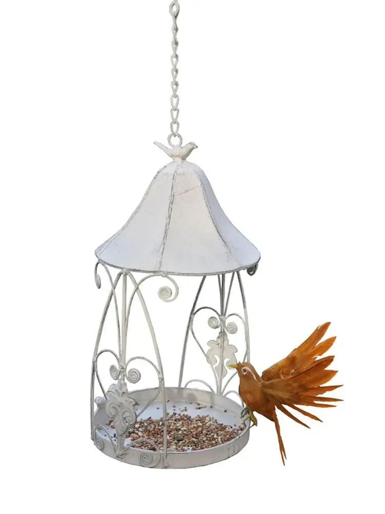 

Hanging Wild Bird Seed Feeder Retro Distressed Bird Feeding Tool Hut Shelter For Garden Paddock Pet Supplies Outdoor Decoration