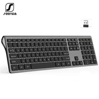 seenda109 keys full size 2 4g wireless keyboard ultra slim scissors switch russian keyboard for windows mac os laptop desktop pc