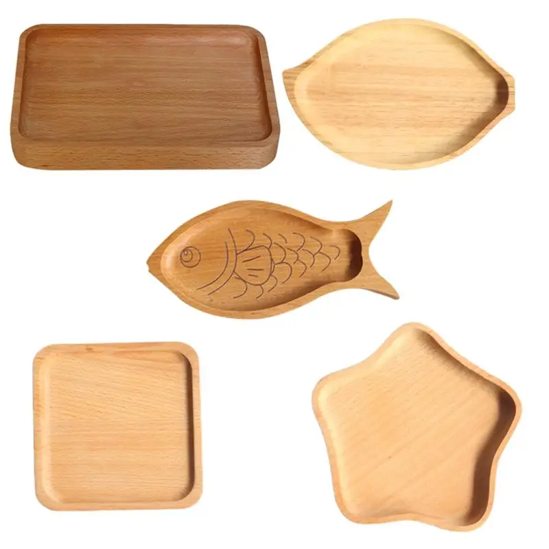 Поднос из натурального бука деревянная детская тарелка для еды поднос