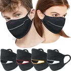 Черная хлопковая маска для лица с молнией, 1 шт., маска для рта, Пылезащитная маска для ухода за лицом, дышащая маска для лица, бороды, косплея на Хэллоуин
