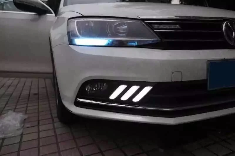Дневные ходовые огни eOsuns для volkswagen sagitar jetta bora 2016, сисветильник ночные огни, желтый сигнал поворота
