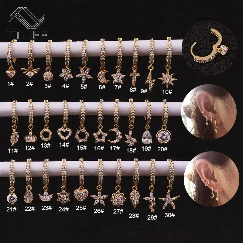 TTLIFE креативные серьги стразы инкрустированный обруч с молниями двухсторонний