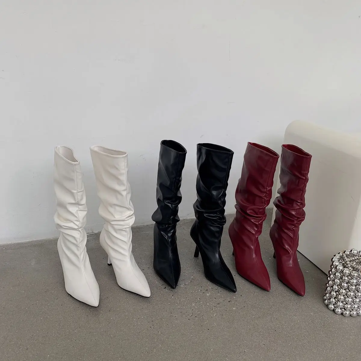 

Women Boots High Heels Female Shoes Boots-Women Luxury Designer Winter Footwear Stiletto Ladies Rubber 2021 Fashion Autumn Over