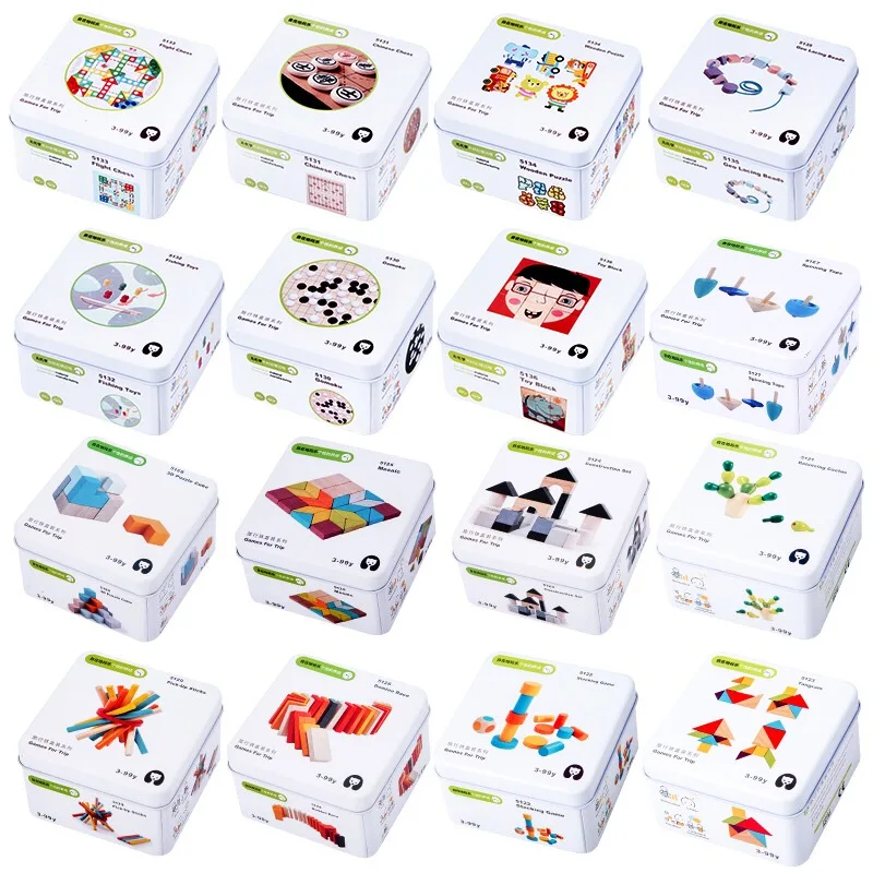 

Kids Wooden Puzzle Toys Baby Early Educational Puzzle Learning Cognitive Toys Jigsaw Cube Puzzle With Metal Box