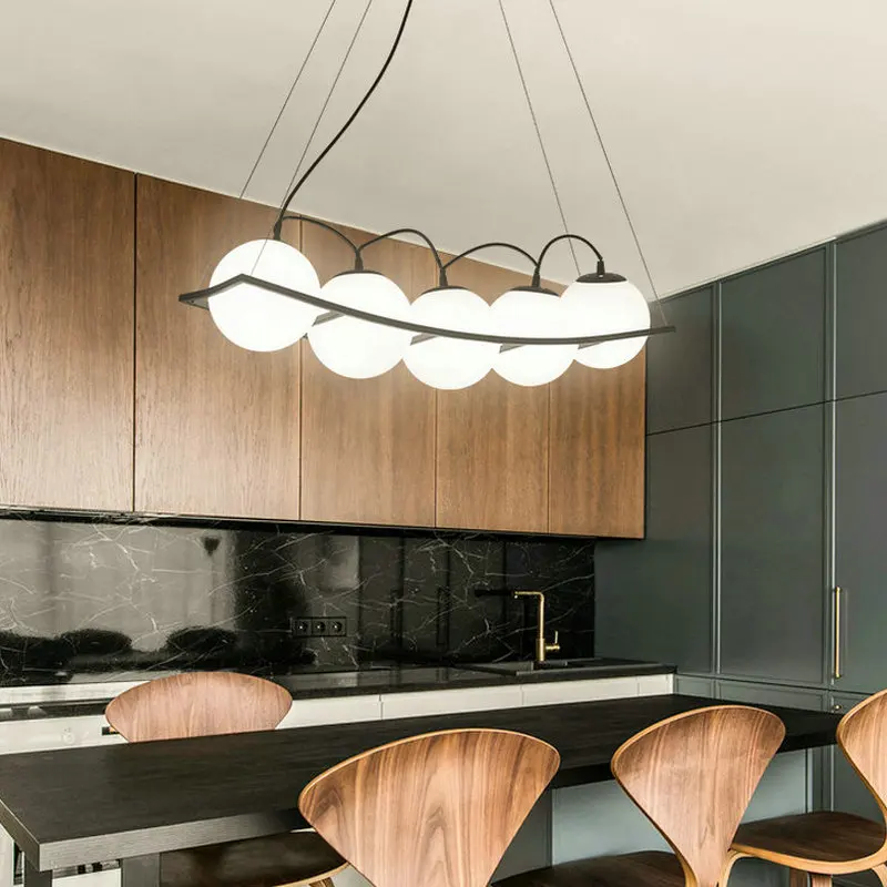 Современная Потолочная люстра в скандинавском стиле с черными шариками E27