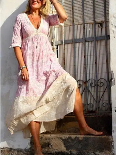 

Cover Up Swimsuit Summer Beach Dress Long For Women Swimwear Flowers Gotten Play Beads Sleeve Big Yards Patchwork Acetate