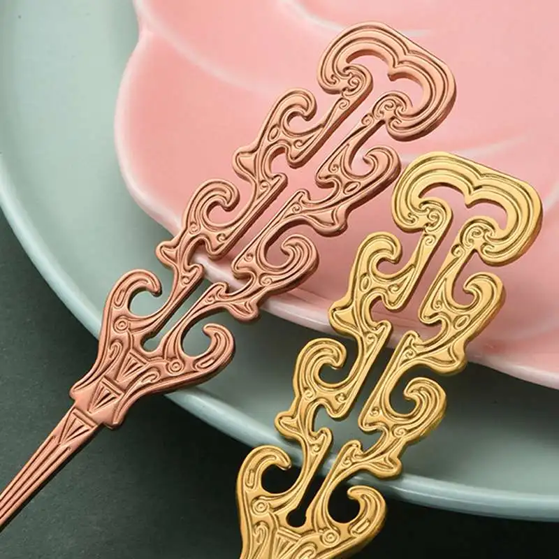 Роскошная резная десертная ложка для чая кофейная из нержавеющей стали в