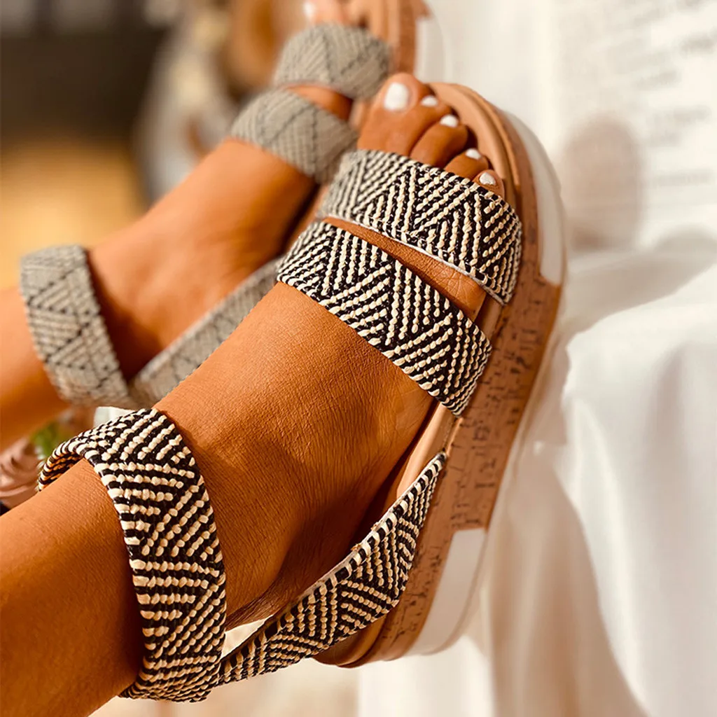 Женские сандалии с открытым носком на толстой плоской подошве Вьетнамки женские