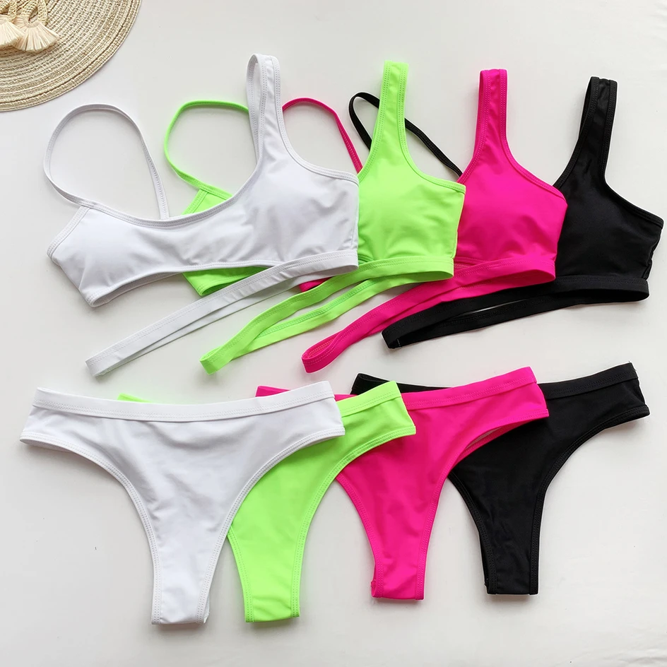 

2020 Sexy Bikini Black White Swimsuit Women Cut Out Swimwear Push Up High Waist Bikinis Set Bathing Suit Wear Swimming for Women