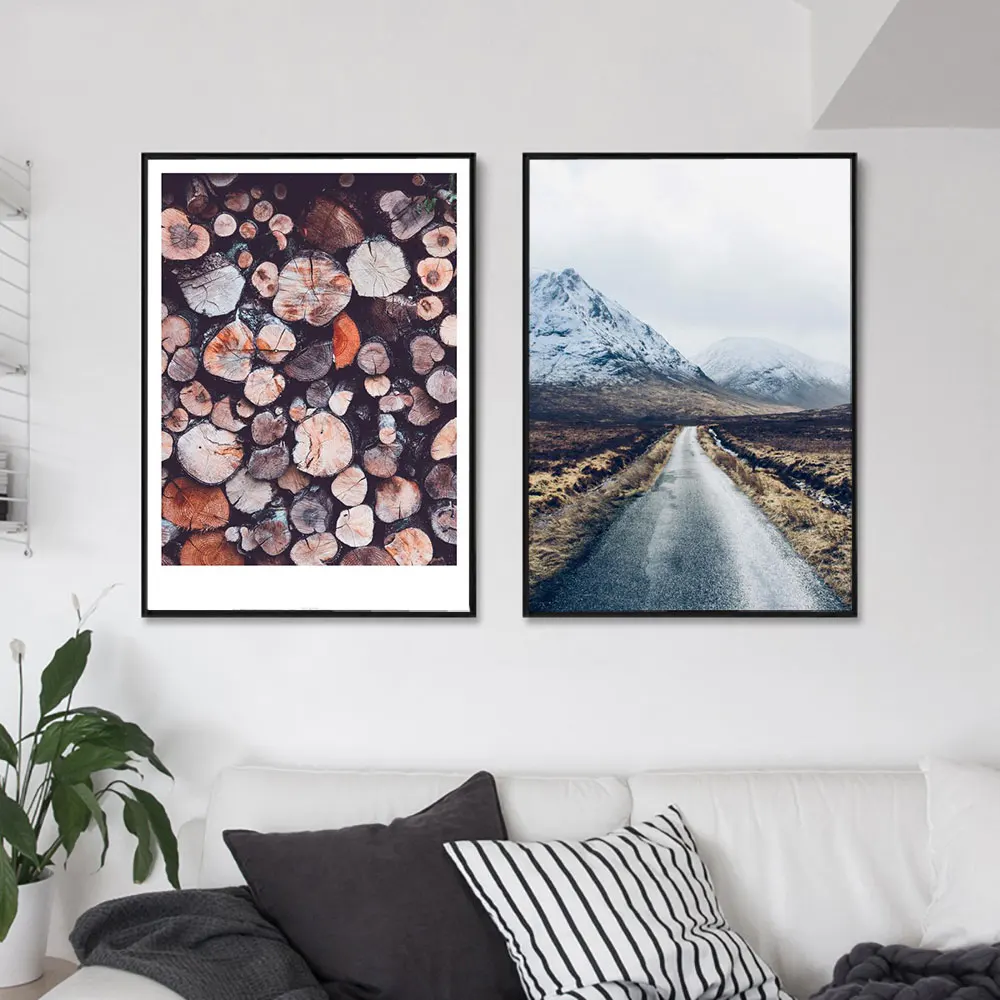 Женская Длинная дорога природный ландшафт Скандинавская настенная Картина на