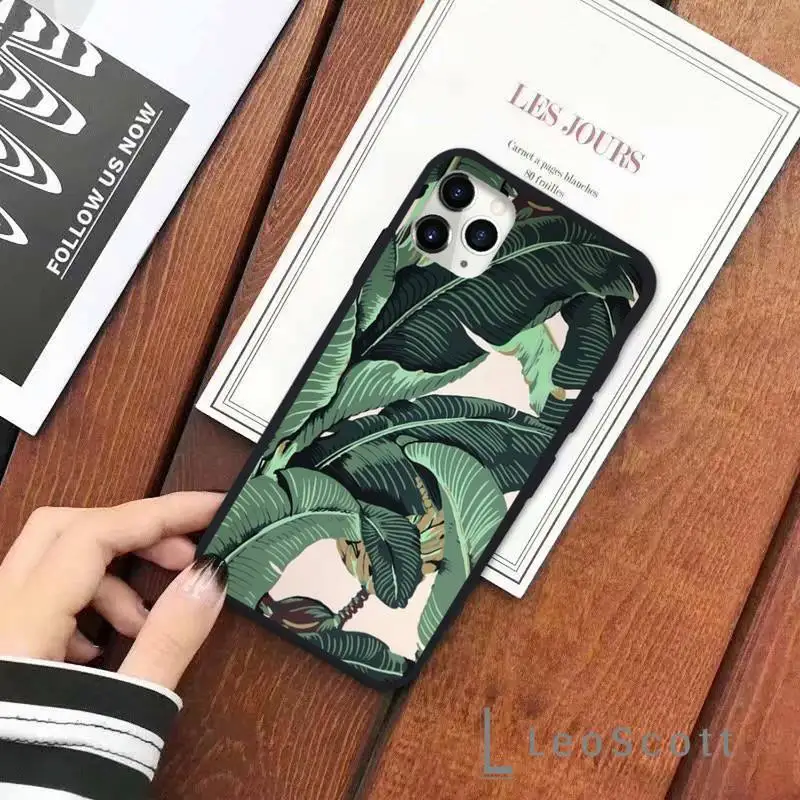 

Banana Retro leaf flower Phone Case for iPhone 11 12 pro XS MAX 8 7 6 6S Plus X 5S SE 2020 XR Soft silicone
