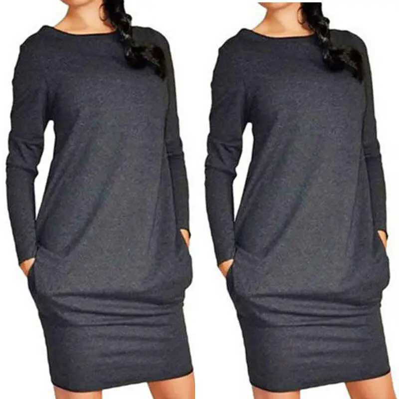 Женская туника с длинным рукавом однотонный вязаный длинный свитер джемпер