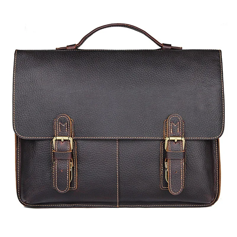 Top Quality Men Handbag Real Leather Antique Style Briefcase Business 15.6