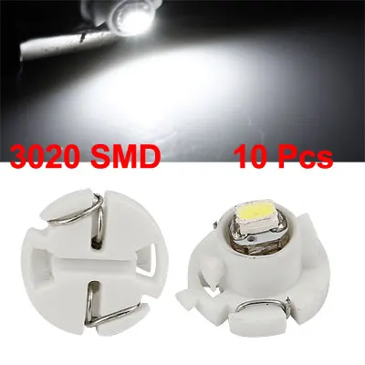 

Uxcell 10 Pcs T4.2 White 3020 1 SMD LED Dashboard Meter Panle Light Bulb for Car Internal
