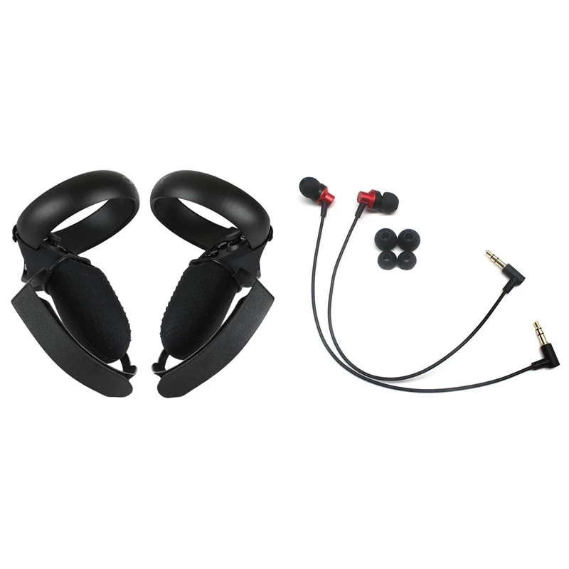 

Чехол для контроллера с ремешком на запястье + чехол для большого пальца для Oculus Quest/Rift S (черный) и Внутриканальные наушники-вкладыши с левой ...